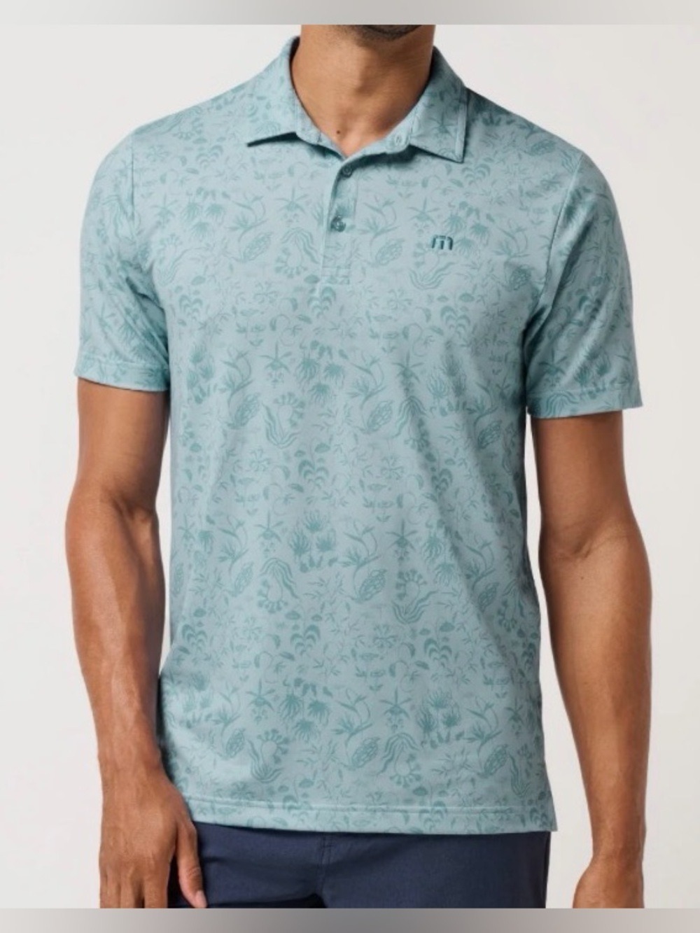🎈$10 add on. Lacoste Sky Blue Polo with Floral Design